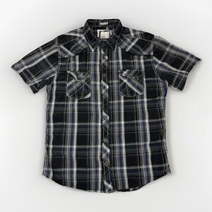 BKE Plaid Button‎ Up Athletic Fit Mens Sz L Cowboy Country  Western Short Sleeve